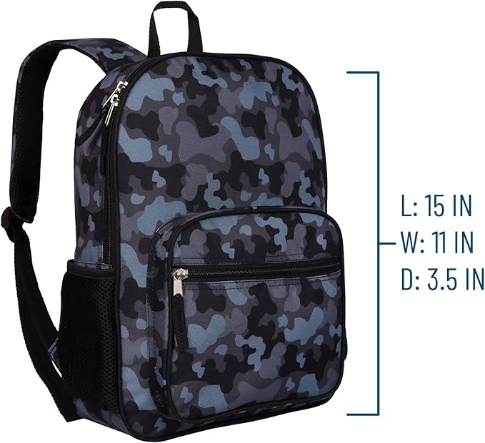 Wildkin ECO rPET Kids Backpack – Recycled, Padded, Adjustable for School & Travel – Black Camo