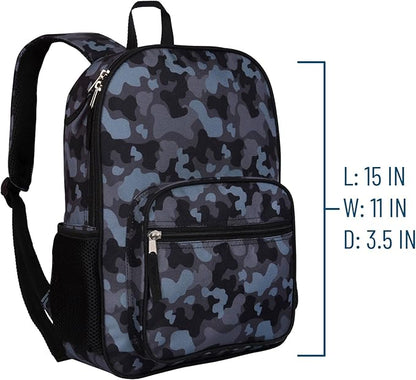 Wildkin ECO rPET Kids Backpack – Recycled, Padded, Adjustable for School & Travel – Black Camo
