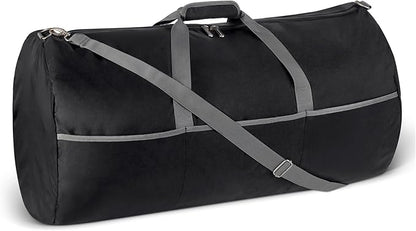 Amazon Essentials 32.4" Extra Large Foldable Nylon Duffel Bag for Travel/Storage with Zippered Pockets, 9254 Cubic Inch (150L), 50-LBS Capacity, Black (Previously Amazon Basics)