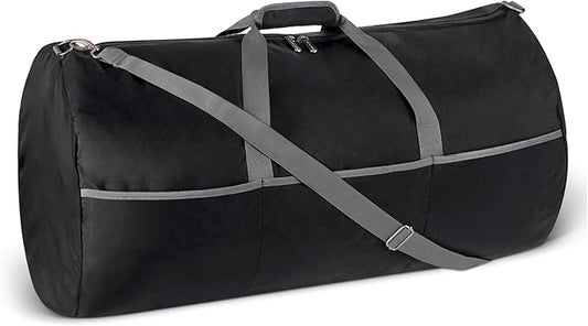Amazon Essentials 32.4" Extra Large Foldable Nylon Duffel Bag for Travel/Storage with Zippered Pockets, 9254 Cubic Inch (150L), 50-LBS Capacity, Black (Previously Amazon Basics)