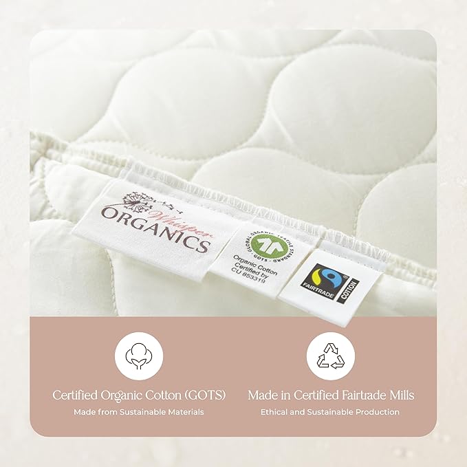 Organic Cotton Pillow Protector - Durable Quilted Pillow Protector King Size GOTS & Fairtrade Certified - Thick Hypoallergenic Machine Washable Breathable Cover & Edge Piping - 2 Pack (Ivory, King)