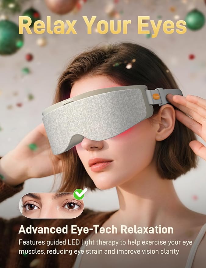 EVA BELLE Eye Mask Sleeping Mask for Computer Users, Christmas Birthday Gifts for Women Men Teenagers Old Man, Sleep Improvement with Bluetooth Music, Sleep Mask for Eye Strain, Gray