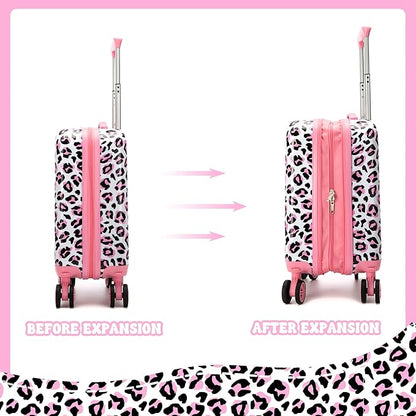 Kid's Luggage Set 3 Piece Suitcase Set 16" Hardside Luggage with Spinner Wheels Girls Carry on Toddler Travel Rolling Suitcase with Duffle Bag Neck Pillow Airline Approved