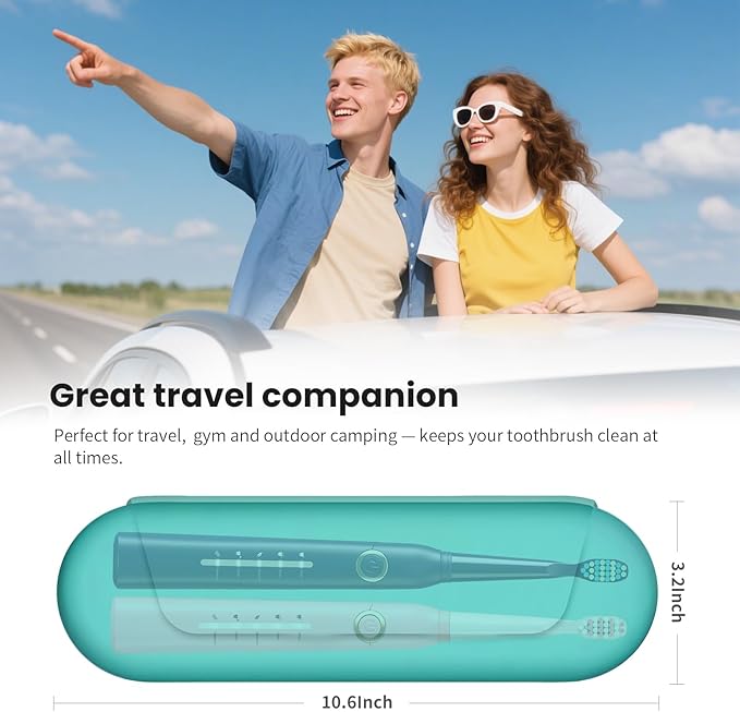 Silicone Electric Toothbrush Travel Case, Manual Toothbrush Travel Cover for Men and Women,Toothbrush Holder for Travel,Gym and More, Fits Most Manual and Electric Toothbrushes - Mint Green