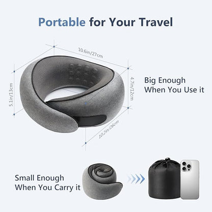 Advanced Memory Foam Neck Travel Pillow, Neck Pillow Airplane with Eye Mask & Ear Plugs, Designed for The Comfort of Travel & Office, Travel Pillow for Plane, Car, Home, Work, Dark Grey
