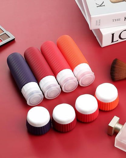 Travel Bottles for Toiletries 8 Pack, TSA Approved 3 oz Travel Containers, Clear Bag, Leak Proof Silicone Squeezable Jars