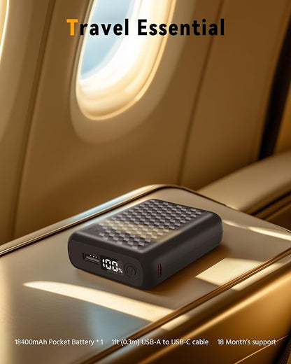 Wulcea 12v 18400mAh Power Bank High Capacity Type-C Input，USB Type-C DC Output Fast Charge for Graphene Heated Jacket Heated Vest Long Lasting Portable Charger Digital Display for Genovega VERGOO