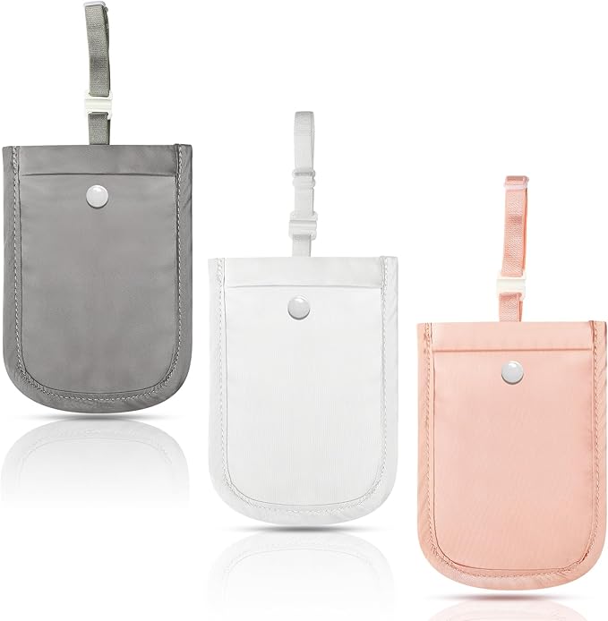 Kajaia 3 Piece Hidden Bra Wallet Women Adjustable Undercover Travel Bra Wallet Secret Pocket Pouch for Credit Card Money Secure(White, Pink, Gray)