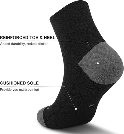 PAPLUS Ankle Compression Socks for Women 6 Pairs, Running Athletic Socks with Arch Support，Plantar Fasciitis Socks