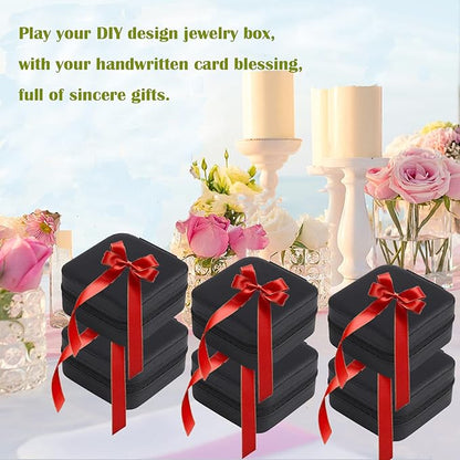 Travel Jewelry Case Bridesmaid Gifts Box,12 Pack Small Jewelry Box Mini Jewelry Organizer,PU Leather Portable Earring Storage Box for Women Girls Bridesmaid Proposal Gifts
