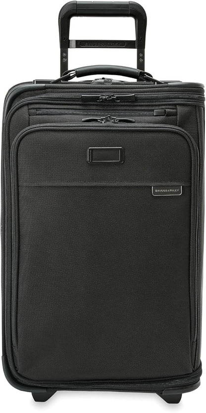 Briggs & Riley 22" Carry-On 2-Wheel Garment Bag - Carry On Luggage for Travel, Suitcases with Wheels, Softside Rolling Bag for Men & Women, Built in Hook for Clothes - Baseline Collection, Black