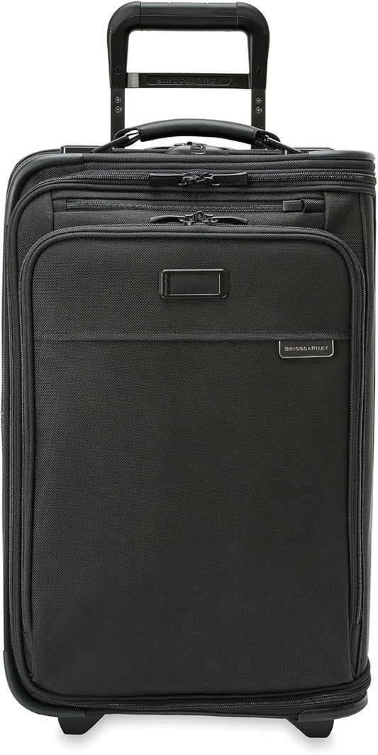 Briggs & Riley 22" Carry-On 2-Wheel Garment Bag - Carry On Luggage for Travel, Suitcases with Wheels, Softside Rolling Bag for Men & Women, Built in Hook for Clothes - Baseline Collection, Black