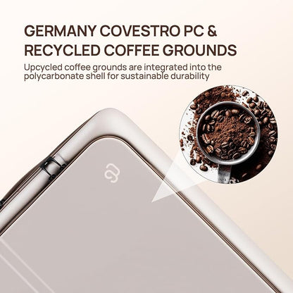 NINETYGO Carry On Luggage 22x14x9 Airline Approved, 20 Inch Suitcase with Front Compartment & Cup Holder, Coffee-Infused PC Hard Shell, Eco-Friendly, TSA Lock, 360° Spinner Wheels (Oats White)