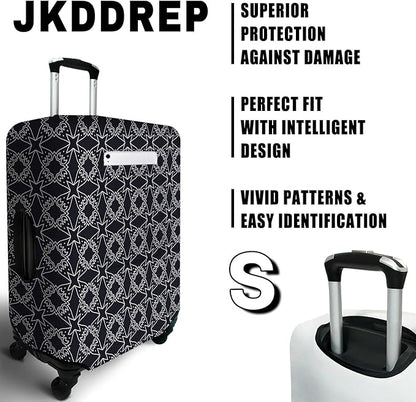 Black Sanskrit Travel Luggage Cover, Travel-Themed Suitcase Protector Stretchable, Washable Travel Suitcase Cover (S for 18-20 Inch Luggage)