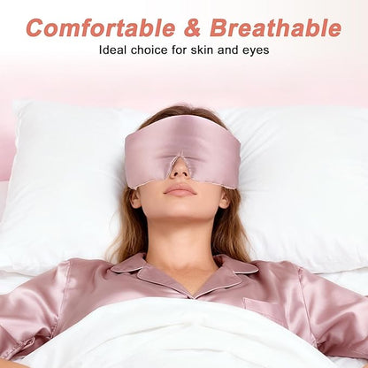 VOCOSTE 22 Momme Pure Silk Sleep Mask with Travel Pouch, 3D Contour Adjustable Blindfold for Side Sleepers, Eyelash Protecting for Natural Lashes & Extensions, Light Pink
