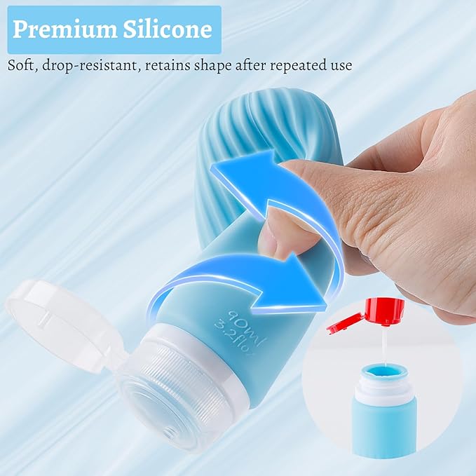 Silicone Travel Bottles, 25 Pack TSA Approved Travel Size Containers for Toiletries, Leak Proof Refillable & Squeezable Toiletry Bottles Kit with Clear Bag for Shampoo Lotion Cream Conditioner