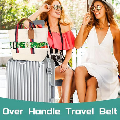 Slohif Luggage Straps for Suitcases Travel Belt Accessories Luggage Connector Identifiers Over Handle with Buckle Unique Nylon Adjustable Strap for Sleeping Bag Car Seat Green(2 Pack)