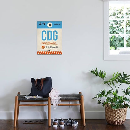 ART.COM Stretched Canvas Print CDG Paris Luggage Tag 2 by NaxArt, 18" x 24"