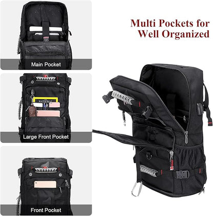 WITZMAN Travel Backpack for Men and Women Convertible Duffle Luggage Bag fit 17 Inch Laptop Carry On Bags for Airplane (B681 Black)