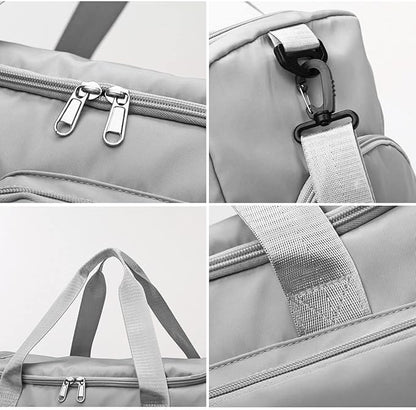 Sports Gym Duffel Bag with Shoes Compartment and Dry Wet Separated Pocket for Men and Women - Overnight Weekender Training Handbag Yoga Bag - Gray