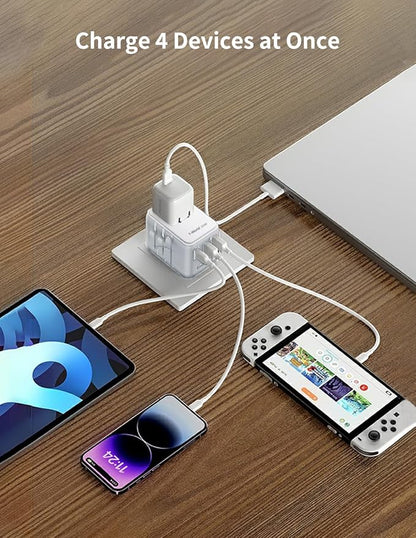 MOMAX Universal Travel Adapter, 20W+18W International Plug Adapter with 2 USB-A Quick Charging & 1 USB C PD Fast Charging,1 AC, All-in-one Wall Charger for USA EU UK AUS JP (Type C/A/G/I)