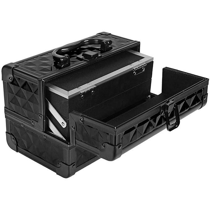 SHANY Chic Makeup Train Case Cosmetic Box Portable Makeup Case Cosmetics Beauty Organizer Jewelry storage with Locks, Multi trays Makeup Storage Box with Makeup Mirror - Twilight