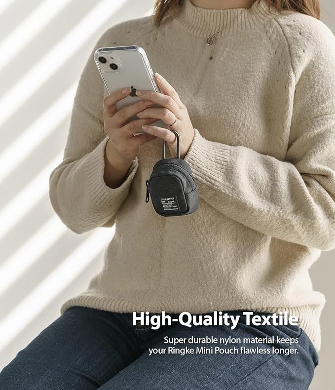 Ringke Mini Pouch Block, Small Bag for Universal Wireless Ear Buds, Durable Waterproof Keychain Backpack Accessories for AirPods Pro 3 & 2 & 1, AirPods 4 & 3 & 2 & 1 Case