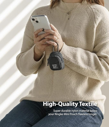 Ringke Mini Pouch Block, Small Bag for Universal Wireless Ear Buds, Durable Waterproof Keychain Backpack Accessories for AirPods Pro 3 & 2 & 1, AirPods 4 & 3 & 2 & 1 Case