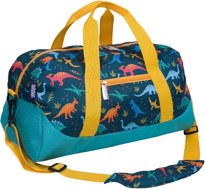 Wildkin Kids Overnighter Duffel Bag – Carry-On Size, Ideal for School & Sleepovers – Jurassic Dinosaurs