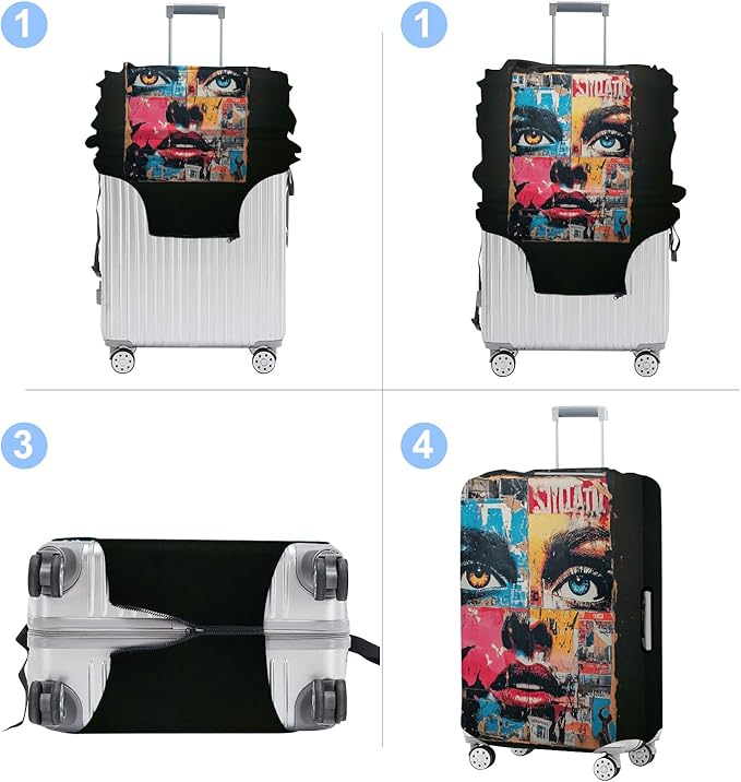 Luggage Cover Washable Suitcase Protector Anti-scratch Suitcase cover Fits 20-34 Inch Luggage (Girl-4, S(20-22inch suitcase))