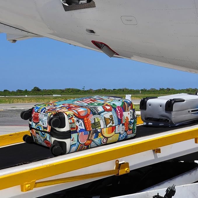 Explore Land Travel Luggage Cover Suitcase Protector Fits 27-30 Inch Case (Statue of Liberty, L)