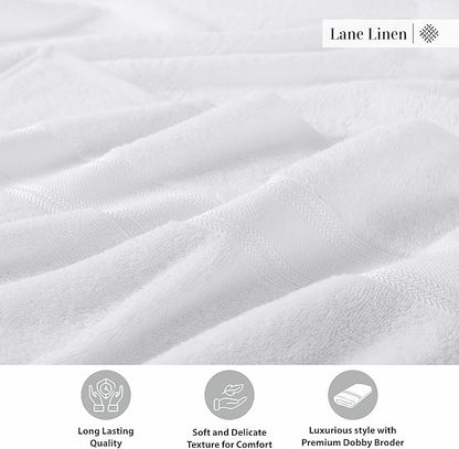 LANE LINEN 100% Cotton 4 Pack Bath Sheets (35"x66") - Zero Twist Cotton - Extra Large Bath Towels Set - Quick Drying, Soft & Absorbent Oversized Bathroom Towel Sets - Hotel Quality - White Towels