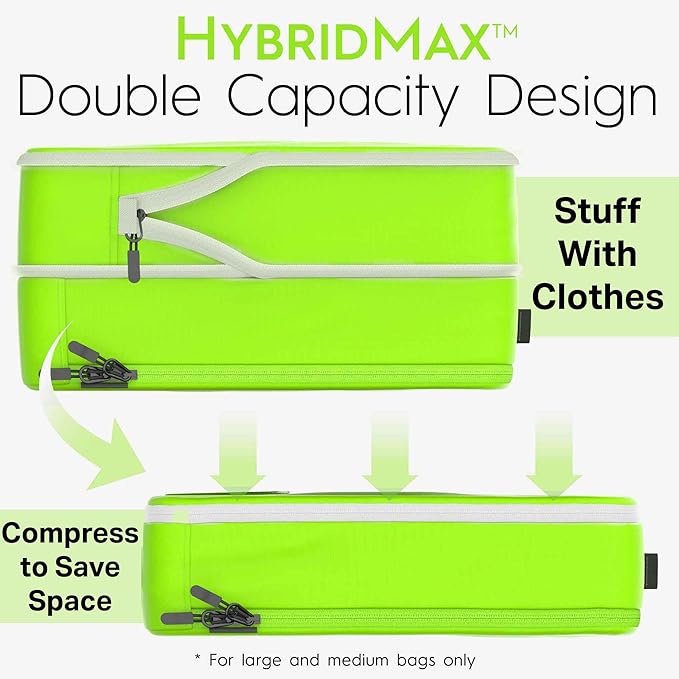8-Piece Luxury Compression Packing Cubes & Bags for Travel – Maximize Space in Luggage with HybridMax Double-Capacity Design, 50 Luggage Tags, Deluxe Set, Lifetime Satisfaction Suitcase Organizer Bags