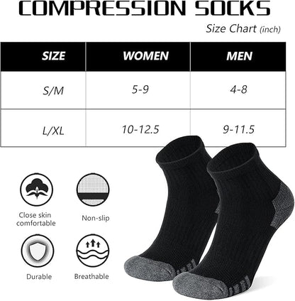 Iseasoo Copper Ankle Compression Socks - Low Cut Arch Support Socks for Men & Women, Running, Nurses, Plantar Fasciitis Socks