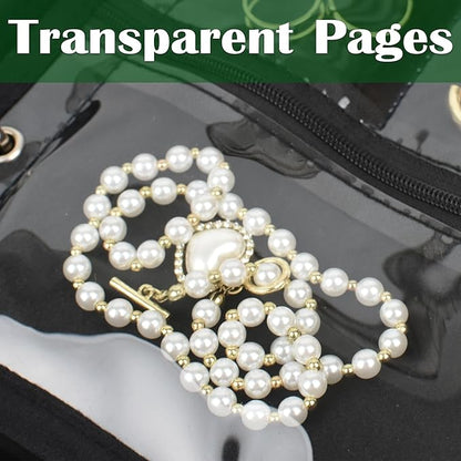 Travel Jewelry Organizer Case,Jewelry Bags for Traveling, Jewelry Binder with 24 Pcs Clear Zipper Velvet Pouches (Inner Pages, 3 PCS)