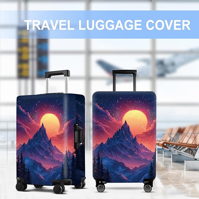 Luggage Cover Washable Suitcase Protector Anti-scratch Suitcase cover Fits 20-34 Inch Luggage (Snow mountain, L(28-30inch suitcase))