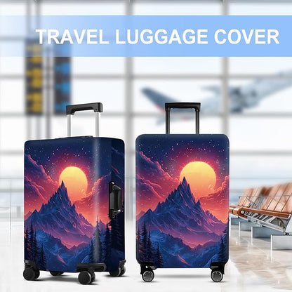 Luggage Cover Washable Suitcase Protector Anti-scratch Suitcase cover Fits 20-34 Inch Luggage (Snow mountain, S(20-22inch suitcase))