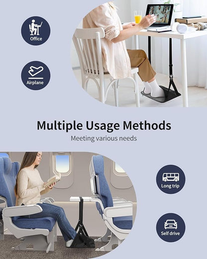 SAIJI Foot Hammock for Plane Travel, Upgraded Airplane Foot Hammock for No Feet or Leg Clashing, Portable Airplane Foot Rest with Warm & Privacy Cover, Long Flight Air Travel Essentials to Relax Feet