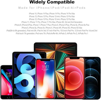 UYOUNG 3 FT iPhone Charging Cable MFi Certified 3 Pack 3 Foot Lightning Cable Fast USB Nylon Braided Charger Cord Compatible with iPhone 14/13/12/11/X/XS/XR/XS Max/8/7/6/5S/SE/iPad