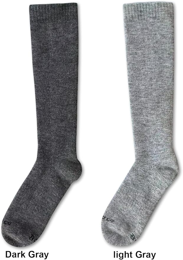 Alpaca Wool Heavyweight Knee High Compression Socks, Thick Winter Thermal Warm Soft Circulation Travel Flying