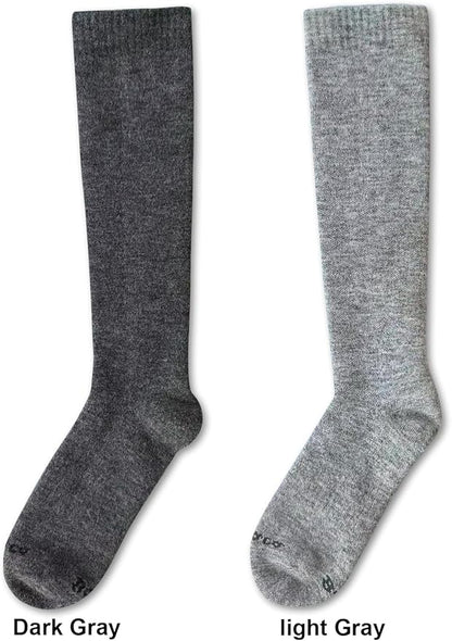 Alpaca Wool Heavyweight Knee High Compression Socks, Thick Winter Thermal Warm Soft Circulation Travel Flying