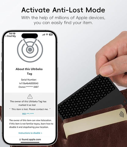 Ultra-Thin Wallet Tracker Card [Apple MFi Certified] Air Tag Card-Style Works with Apple Find My Tracking Your Passport/Luggage/Purse, Preventing Loss of Items