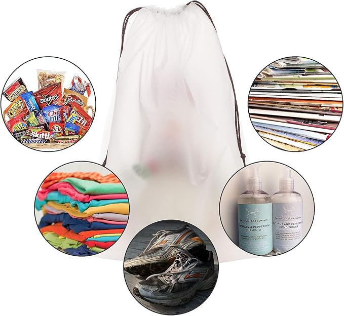 150 Pack 11.8 x 15.7 Inch Drawstring Bags, Travel Shoe Bags with Drawstring, Large Shoes Storage Organizers Pouch with Rope, Translucent Shoe Bags for Travel, Thickness 5 mil