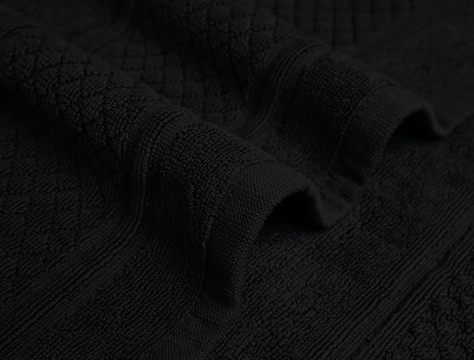 Avalon Towels Black Bath Mat - 100% Cotton Set of 2 Absorbent Bathmat - Bathroom Mats Quick Dry Bath Mats for Bathrooms (22x34 Inches)