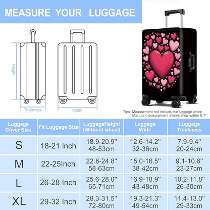 Luggage Cover Washable Suitcase Protector Anti-Scratch,Stretchable Fit for 20-34Inch Luggage Durable Travel Bag Cover with Zipper Closure (Heart, L(fits 28-30Inch suitcase))