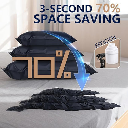 Vacuum Storage Bag 6-Piece Set,Used for Storage and Storing Luggage and Clothes,Saving Space-Reusable,Suitable for Storing Travel Items Such as Vacuum Seal Bags for Clothing,Etc（M-2 L-2 J-2Dark Blue）