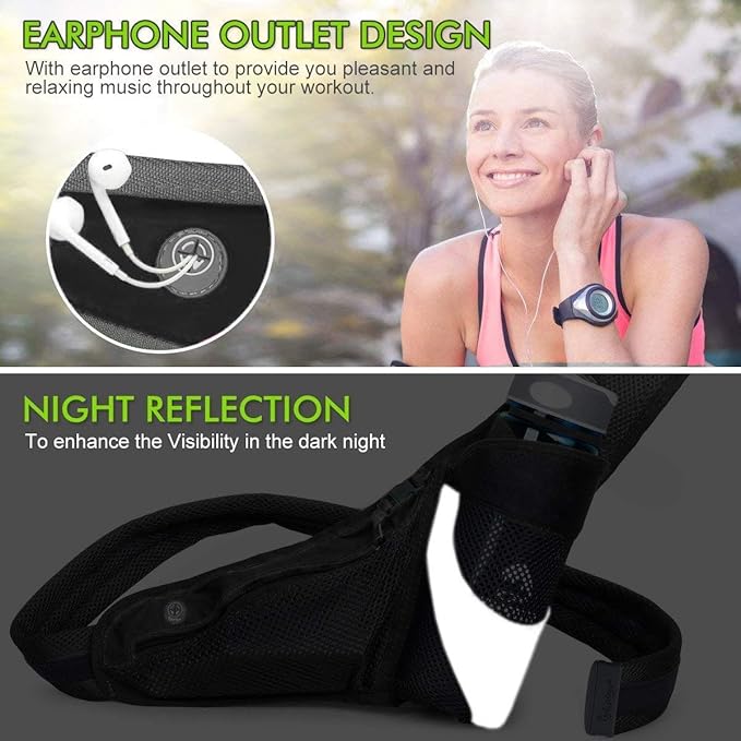 PYFK Running Belt Hydration Waist Pack with Water Bottle Holder for Men Women Waist Pouch Fanny Bag Reflective