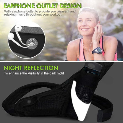 PYFK Running Belt Hydration Waist Pack with Water Bottle Holder for Men Women Waist Pouch Fanny Bag Reflective