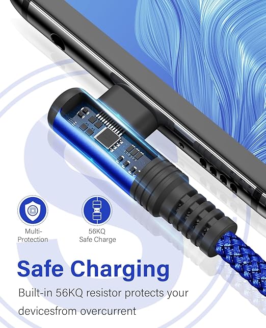 sweguard iPhone 17 Charger USB to Type C Cable 90 Degree [2-Pack,3.3FT] Fast Charging Cord for iPhone 17 16 15 Pro Max Plus Samsung Galaxy S25 S24 S23 S22 S21 S20 A54 A15 Note Flip LG Pixel Moto
