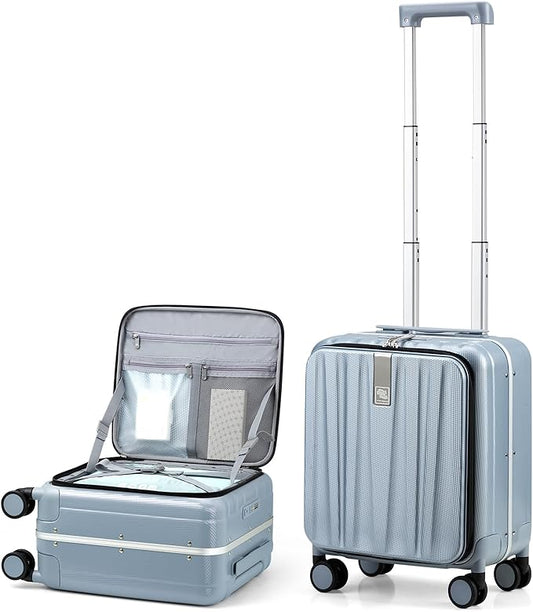 Hanke 16 Inch Underseat Carry On Suitcases with Wheels,Lightweight Hard Shell Carry on Luggage for Weekender,Top Opening Small Suitcase,Travel Luggage for Womem Men,Grey